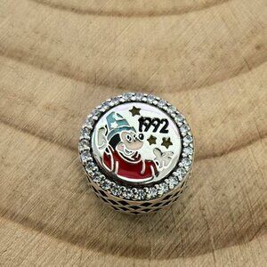 Pandora 1992 Euro Disney Sorcerer Mickey Charm Pendant, S925 Silver Jewelry